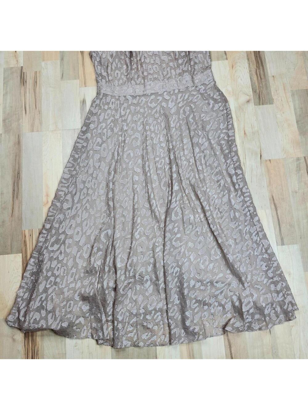 LAUNDRY Womens Beige Zippered Tie Back Animal Print Halter Midi Dress Size 14 - Picture 4 of 9